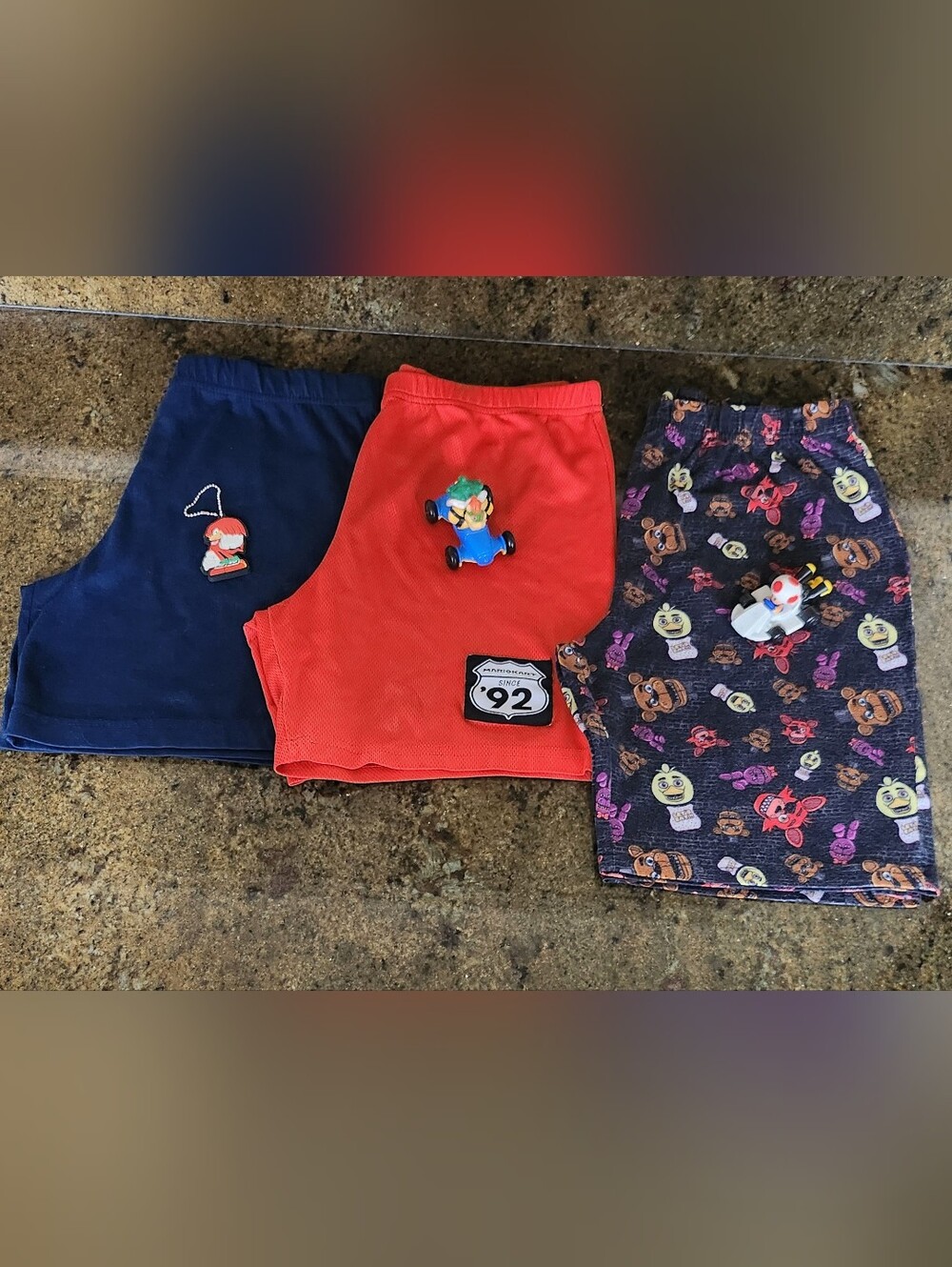 Kids Boys Pajama Loungewear Shorts 3-Pack, Blue Red Black - Sz 10/12 *Plus Toys*
